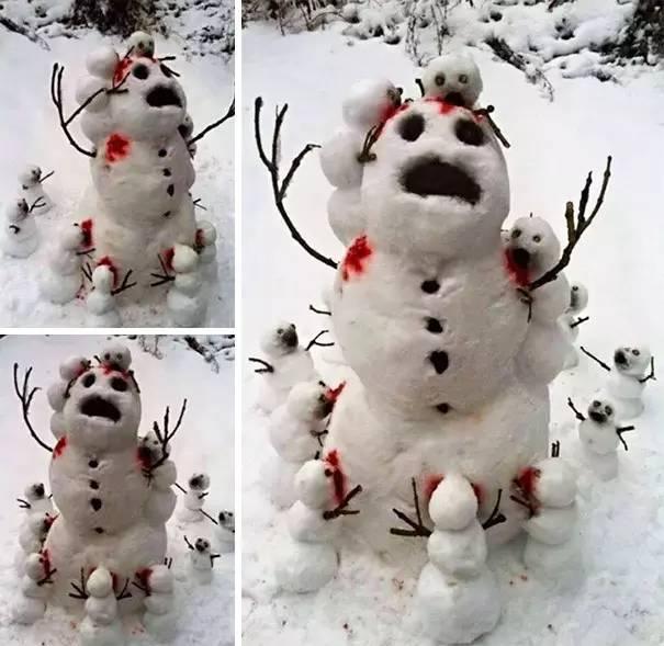 堆雪人的图片看过立马奉上膝盖，默默放下手里雪