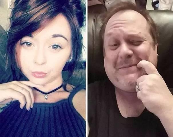 女儿怎么自拍，老爸就怎么cos....女儿内心是崩溃！