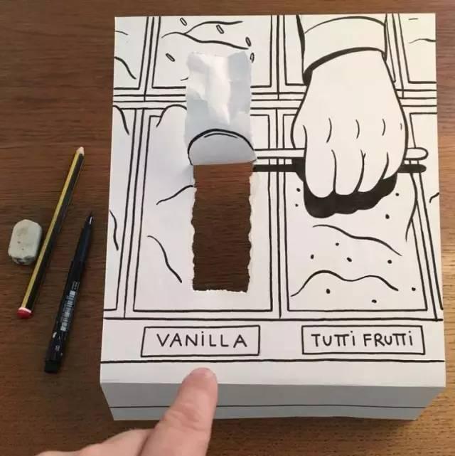 在普通的A4纸上先画出画,然后撕出3D效果!