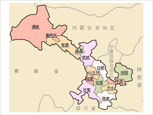 今天我们介绍一下,西北五省中的甘肃省和陕西省行政划分是如何划分的.