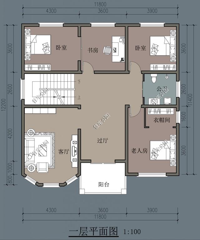 自建房长宽12乘12坐南朝北一层厅堂2房二三层3房每层的房间怎么设计