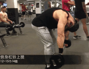 选择俯身杠铃提拉这个动作,将其作为三角肌后束训练的第一个动作,能够