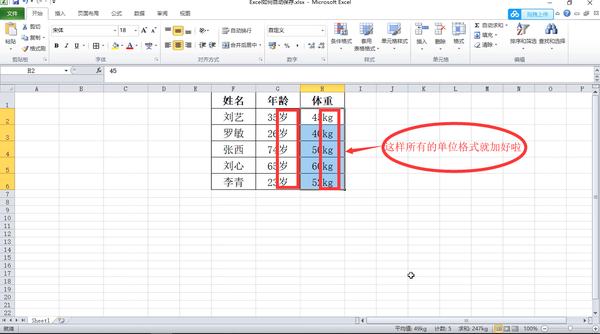 表格怎么自动添加单位（表格数据加单位）