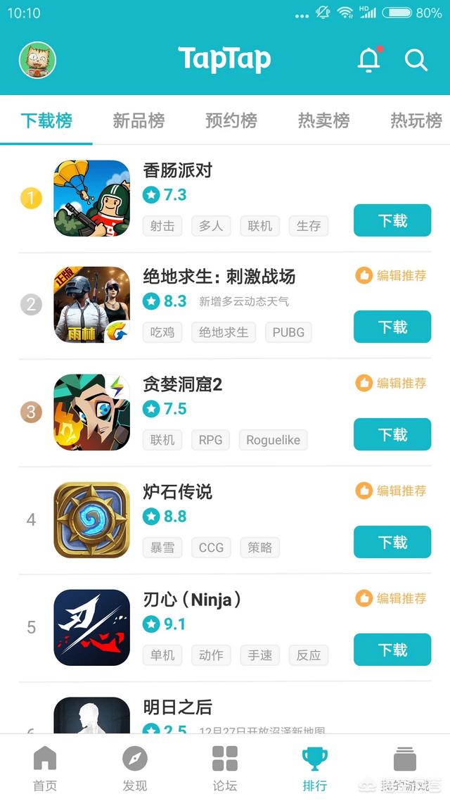 游戏排行前5名的都是哪些游戏？