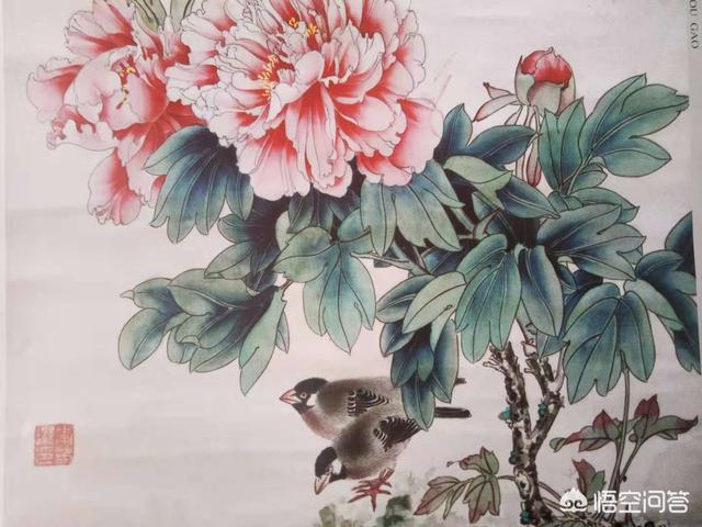 工笔花鸟:国画写意和工笔有什么大的差别？两者可以合用吗？ 工笔花鸟画