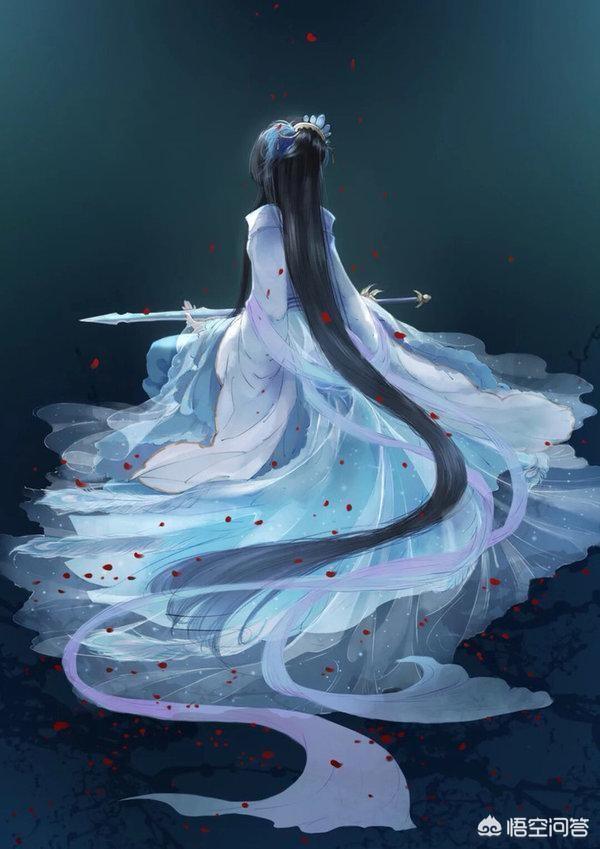 头条问答 - 以前有一个古风照片,是蓝色背景,一个一个蓝衣女子背对着
