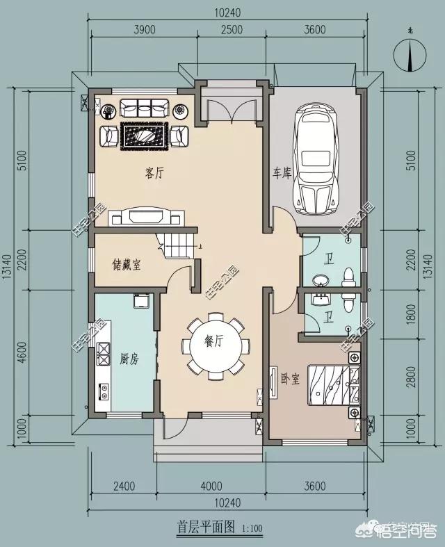 坐南朝北,面宽10米深14米四面都可以开窗怎样设计好呢?