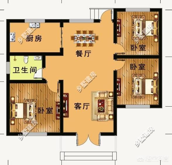 头条问答 - 宽10米深12米的农村小平房,三房一厅主卧带厕所,怎么设计