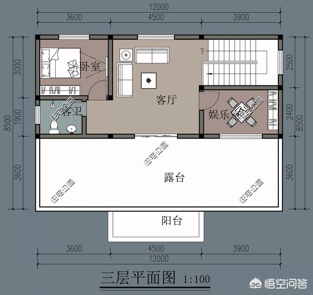 一层设有:2卧室,1客厅,1餐厅,1厨房,1卫生间一套欧式风格自建房户型