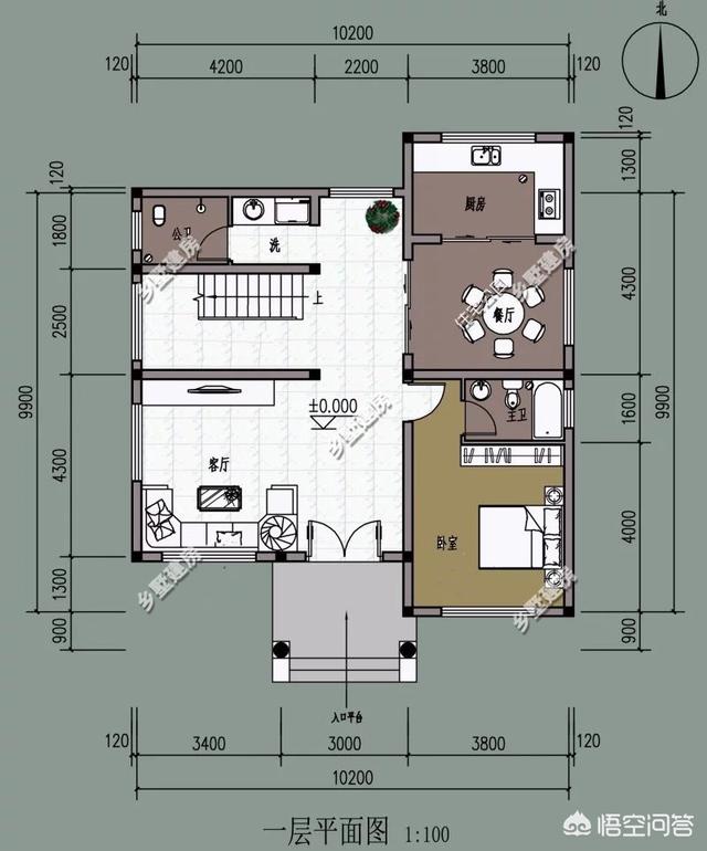 头条问答 - 宽10米深12米的农村小平房,三房一厅主卧带厕所,怎么设计