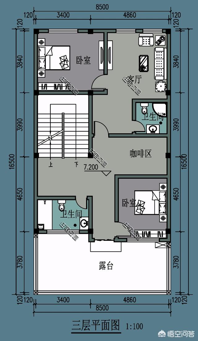 农村面宽8米,进深15米,东西不能开窗,如何设计?-惠修网