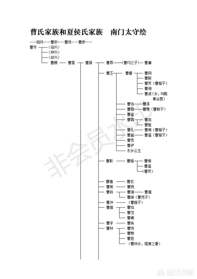 曹操、曹仁、曹洪、夏侯惇、夏侯渊、曹休和曹真,这些曹家宗室一代二代三代的亲戚关系是怎样的？