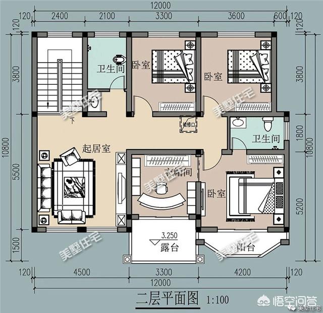 面宽12米,进深8米,一层要求三间卧室和一间厨房,该怎么设计?