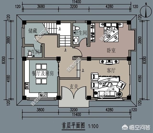 宽9米深12米自建房图纸图片