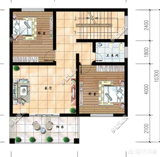 一层平面图,设计门廊,卧室,客厅,餐厅,厨房,空间开阔舒适,餐厅和客厅