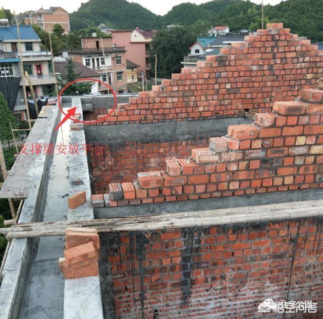 现浇圈梁和天沟,按照图纸,一起配筋浇筑放斜角度支撑梁的平台屋脊处