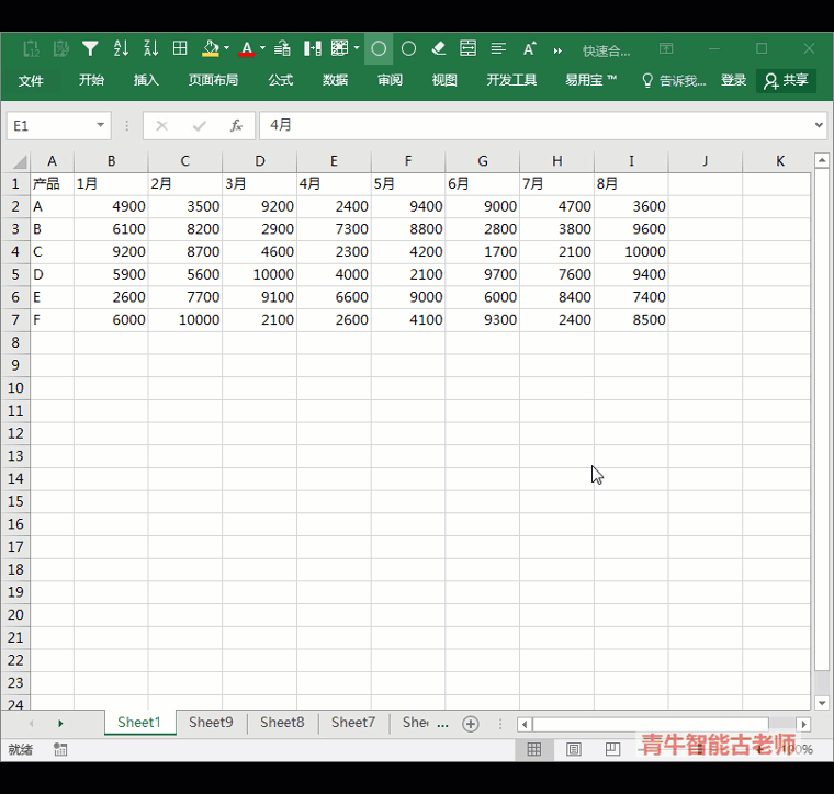 在excel表格中，如何将一个工作簿中十张工作表的数据统一归整到同一张表上？