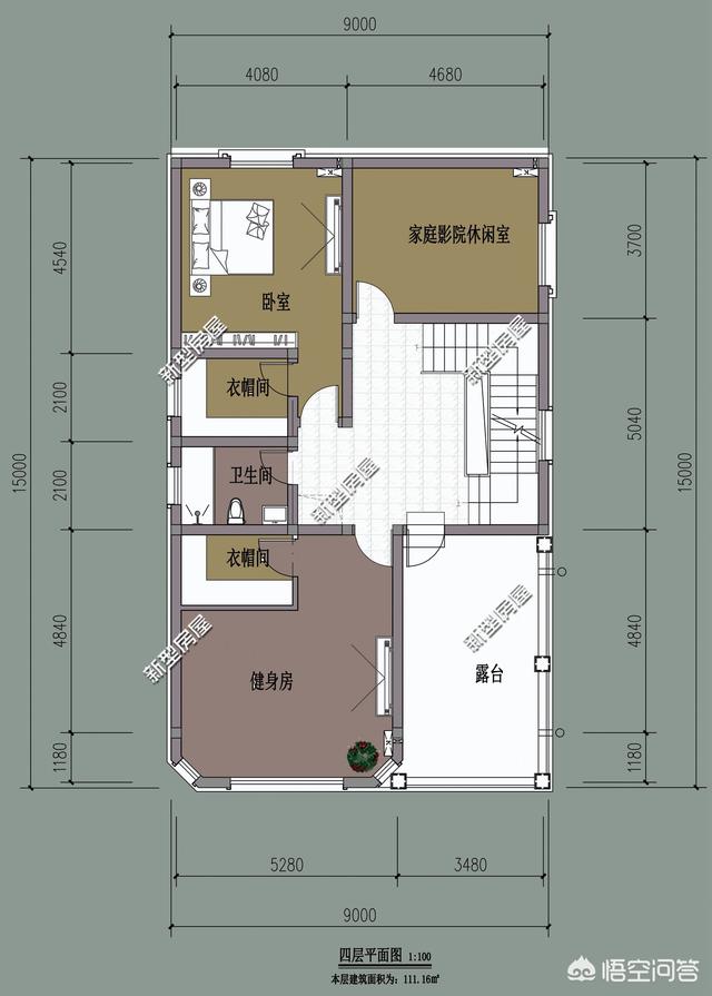 2022年住宅宽9米，深15米。一层是一间老人房，一个厅一厨一卫，二层是一主卧三次卧。该如何设计？