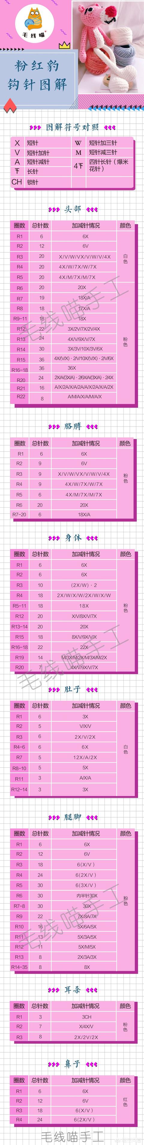 非洲菊的立体钩织图解:用毛线钩织小玩偶的图解，大家有吗？