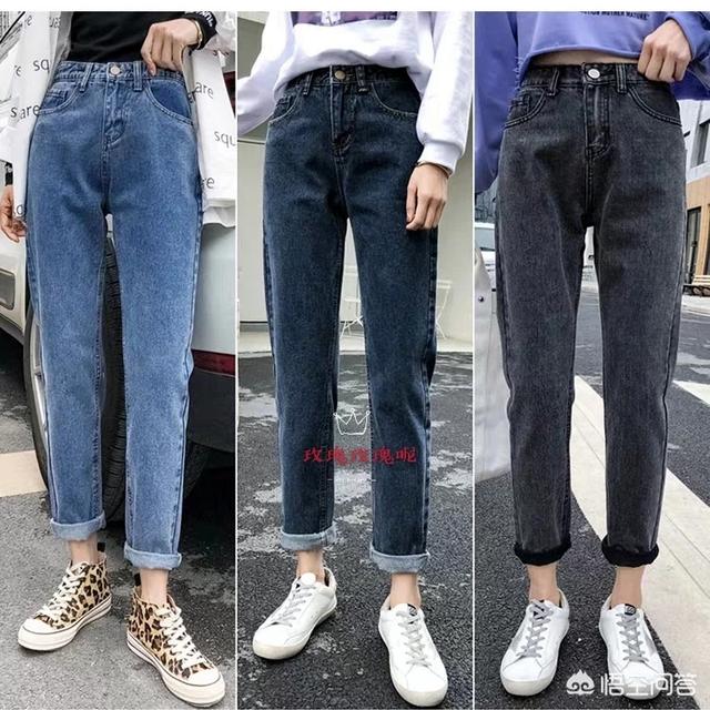 女士高腰卫生裤图片大全:女生直筒裤搭配什么鞋好看？