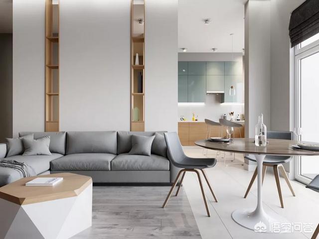 开门直接是餐厅和客厅,客厅和餐厅连在一起，如何做到有效分区？