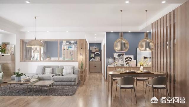 开门直接是餐厅和客厅,客厅和餐厅连在一起，如何做到有效分区？