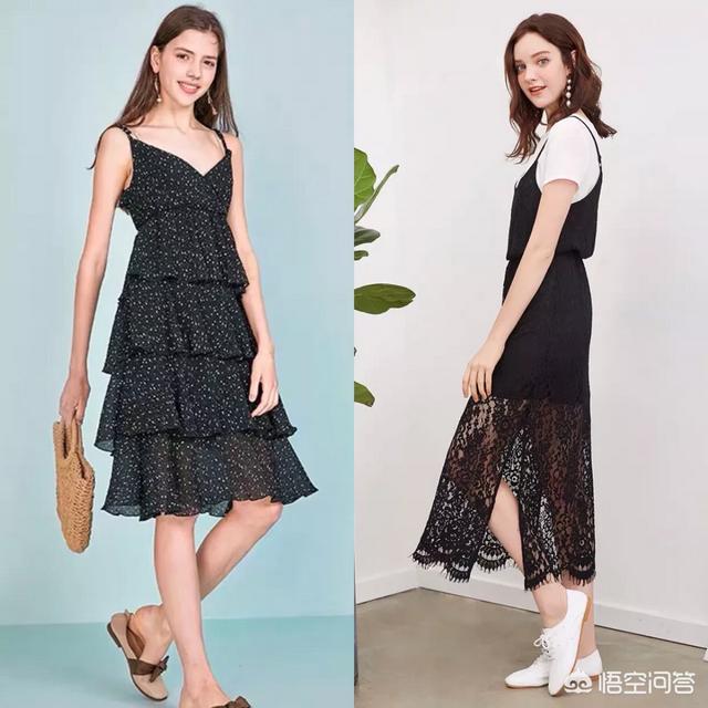 星星黑白色拼色绑带松:适合夏天穿，有哪些好看的小黑裙推荐？