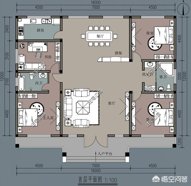 一層平房設計圖開間17米進深11米怎麼設計?-生活百科