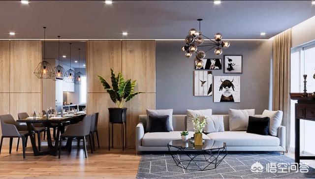 开门直接是餐厅和客厅,客厅和餐厅连在一起，如何做到有效分区？