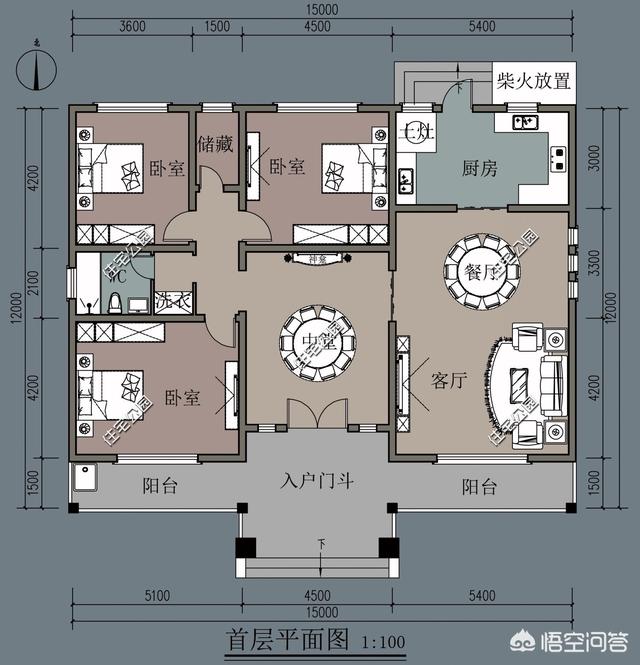 17米长×9米宽的一室住宅怎么布局更合适?