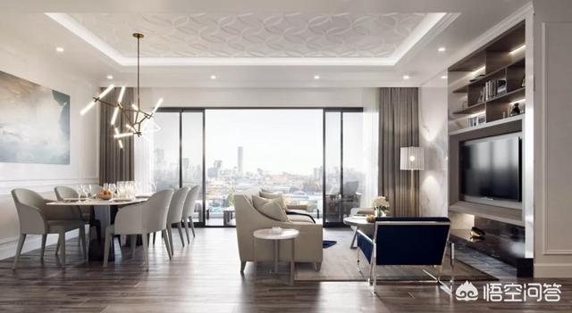 开门直接是餐厅和客厅,客厅和餐厅连在一起，如何做到有效分区？