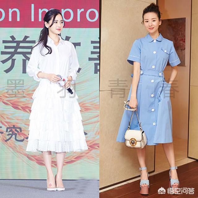 星星黑白色拼色绑带松:时髦又百变的夏日衬衫裙如何穿出不同花样来？