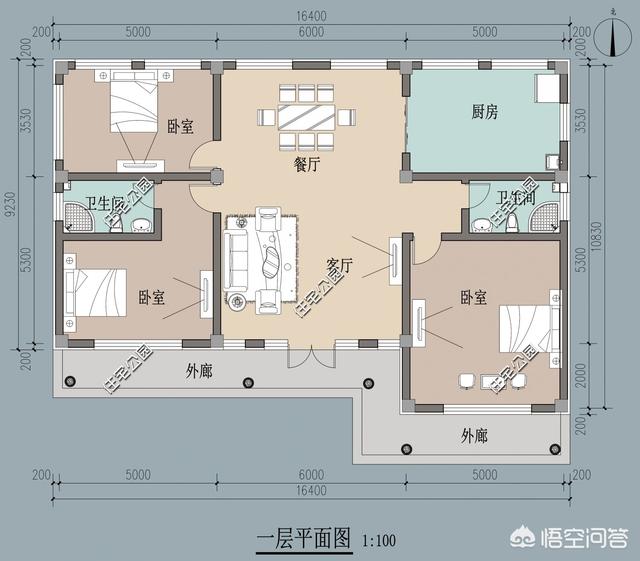 17米长×9米宽的一室住宅怎么布局更合适?