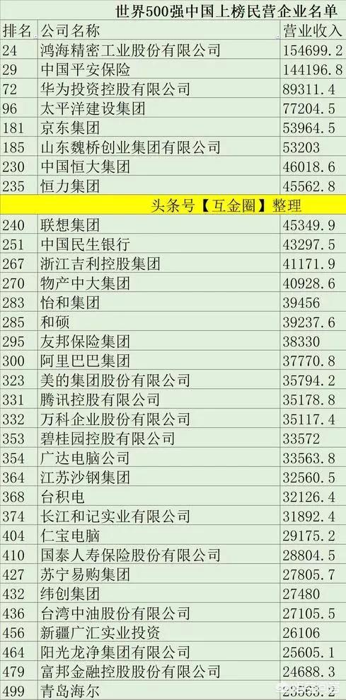 中国营收最多的民企是哪一个？