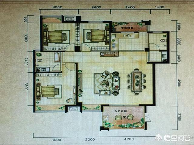 开门直接是餐厅和客厅,入户门在餐厅和客厅中间怎么设计？