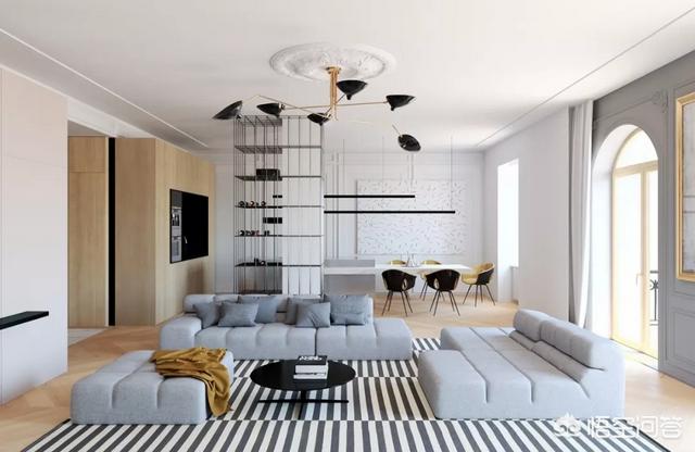 开门直接是餐厅和客厅,客厅和餐厅连在一起，如何做到有效分区？