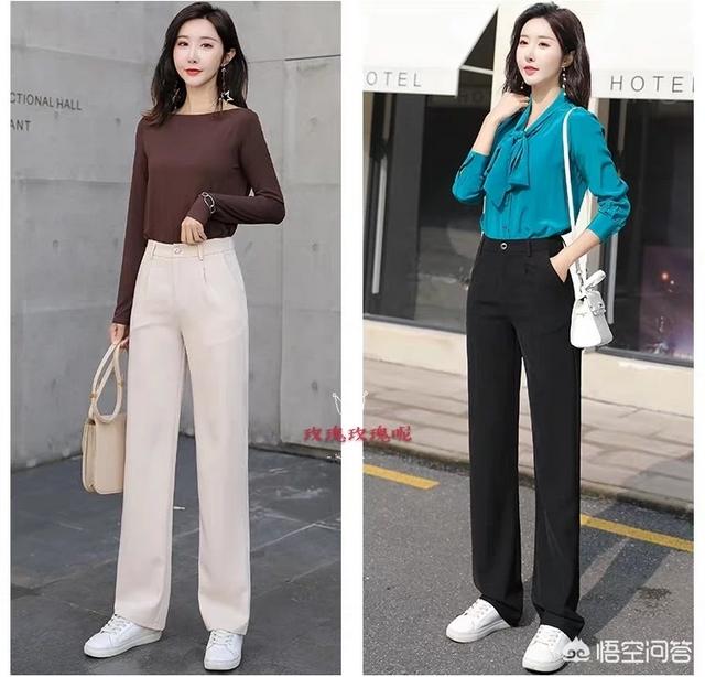 女士高腰卫生裤图片大全:女生直筒裤搭配什么鞋好看？
