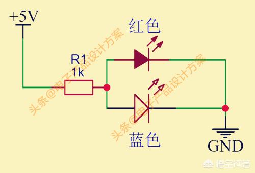 led發光二極管,藍色的怎麼不能和其它顏色的並聯?