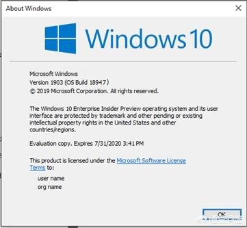升级Windows 10 Build 18947之后如何回滚？