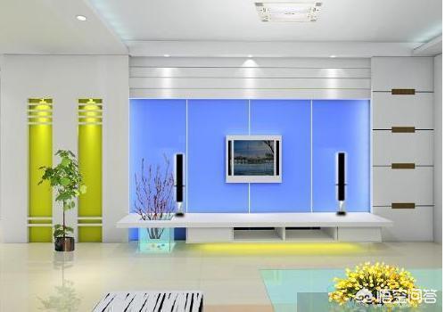 电视背景墙天蓝色的电视柜用什么颜色好