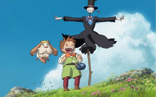 有一个电影动漫,里面有一个会走的城堡和会飞的稻草人和火堆,这电影