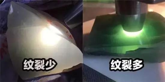 翡翠原石打灯荧光图解,翡翠原石的打灯主要是为了看什么？