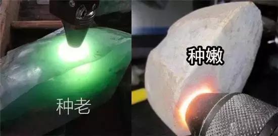 翡翠原石打灯荧光图解,翡翠原石的打灯主要是为了看什么？