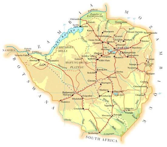 津巴布韦行政地图图片