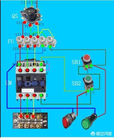 头条问答 - 一个三相交流接触器和开关指示灯的接线实物图是怎样的?