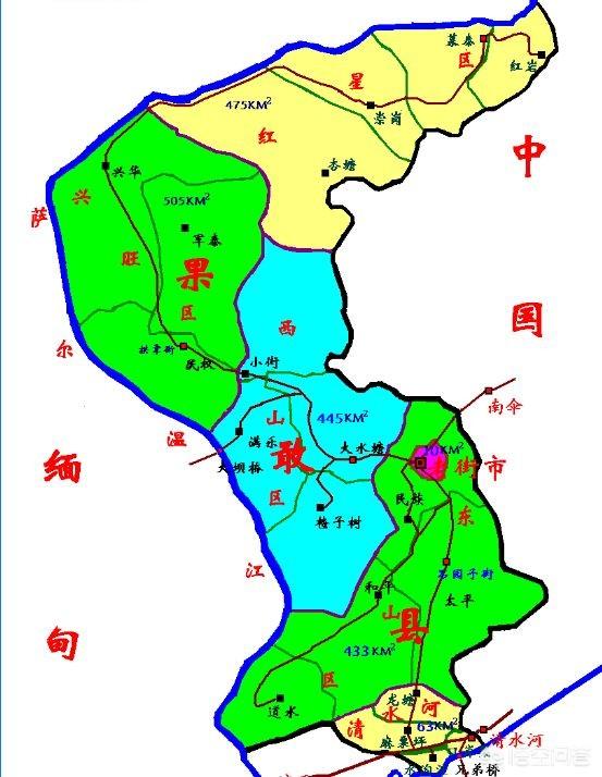 缅甸果敢老街卫星地图图片