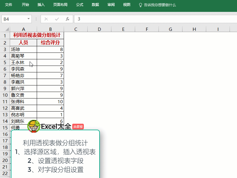 如何使用Excel表功能区中的按钮创建数据透视表？