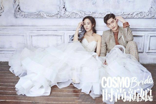 张翰和张钧甯一起在时尚杂志上拍婚纱照