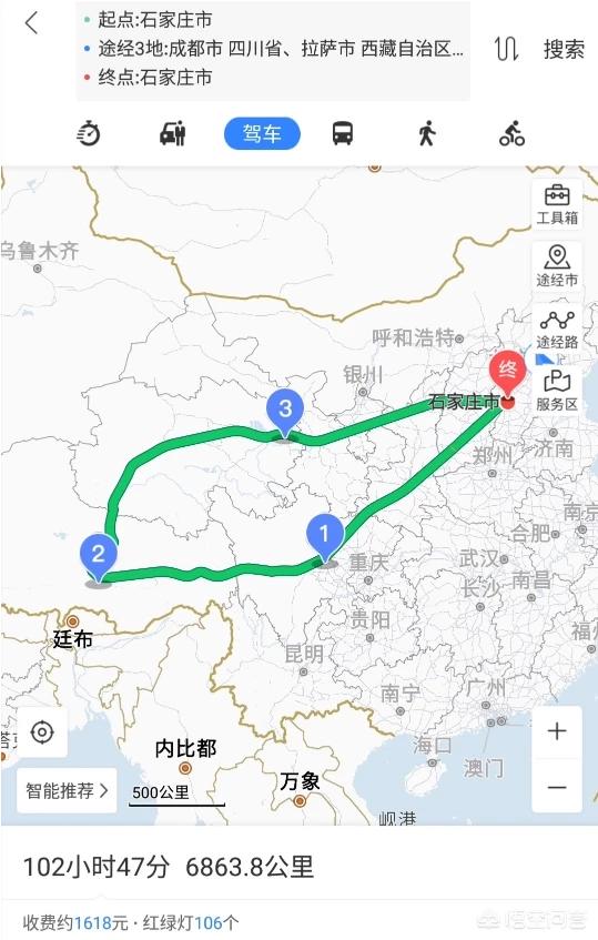 从石家庄自驾去西藏,如何制订路线比较好？