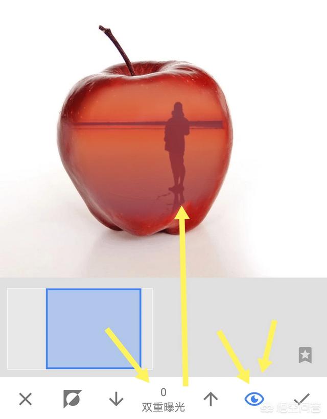 手机修图如何用snapseed把风景照片修进一个苹果中